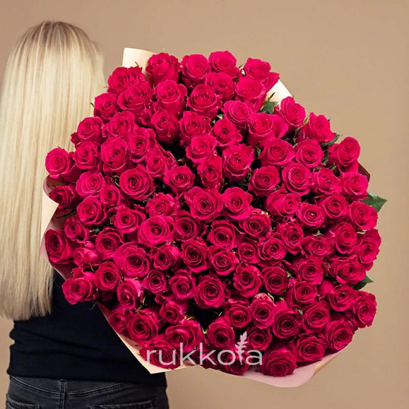 101 малиновая роза Пинк Флоид (Эквадор)