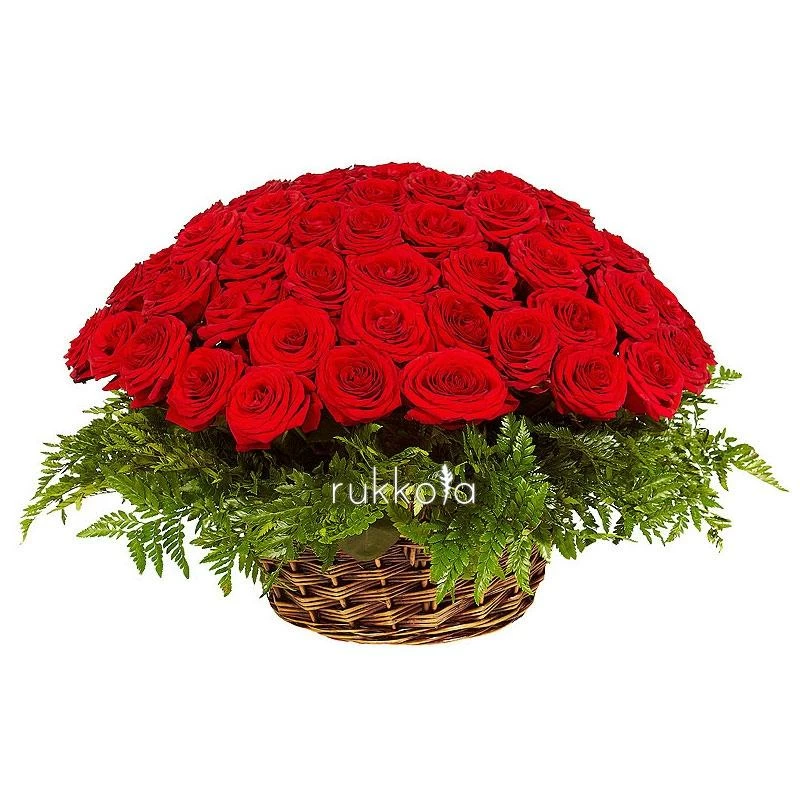 101 красная роза в корзине