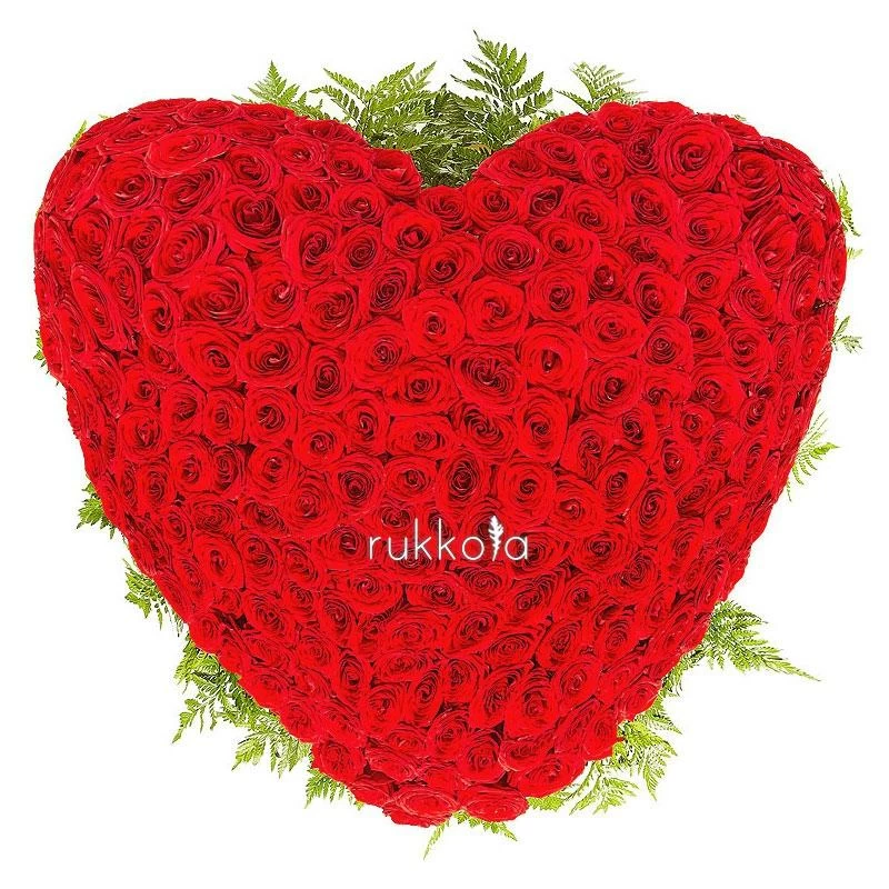 301 красная роза в виде сердца