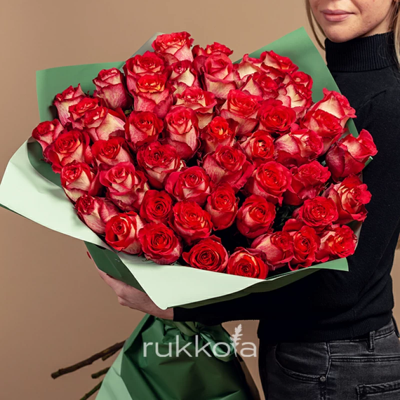 51 красно-белая роза Игуана (Эквадор)