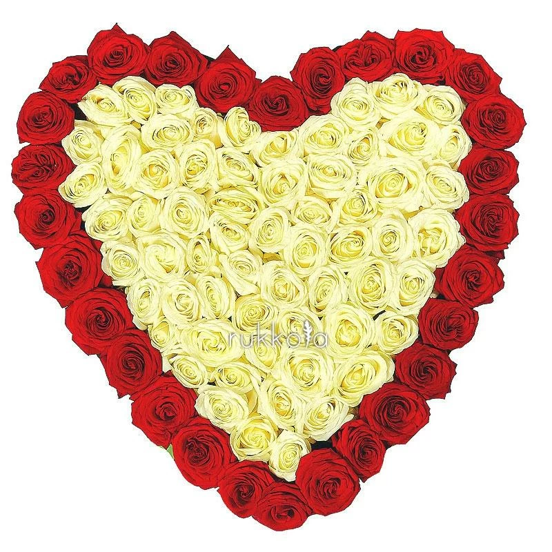51 роза в форме сердца