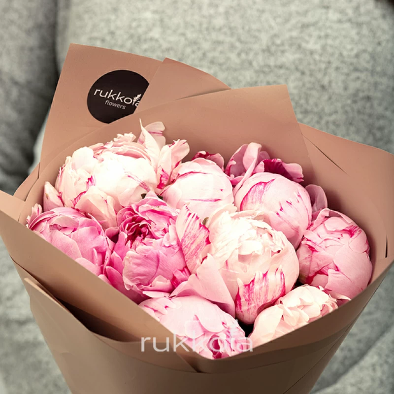 9 розовых пионов