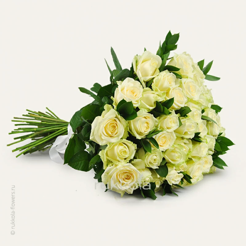 51 белая роза с рускусом