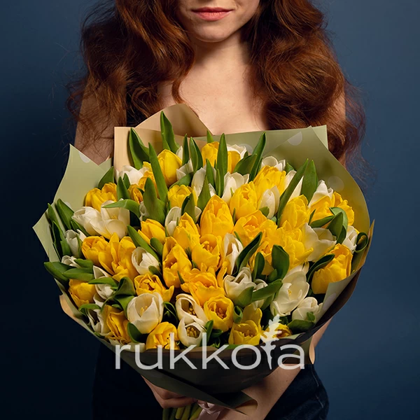 51 желтый и белый тюльпан