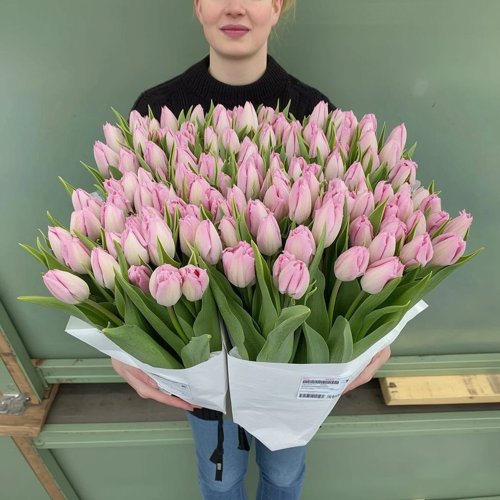 Тюльпан розовый оптом 1 пачка 50 шт.