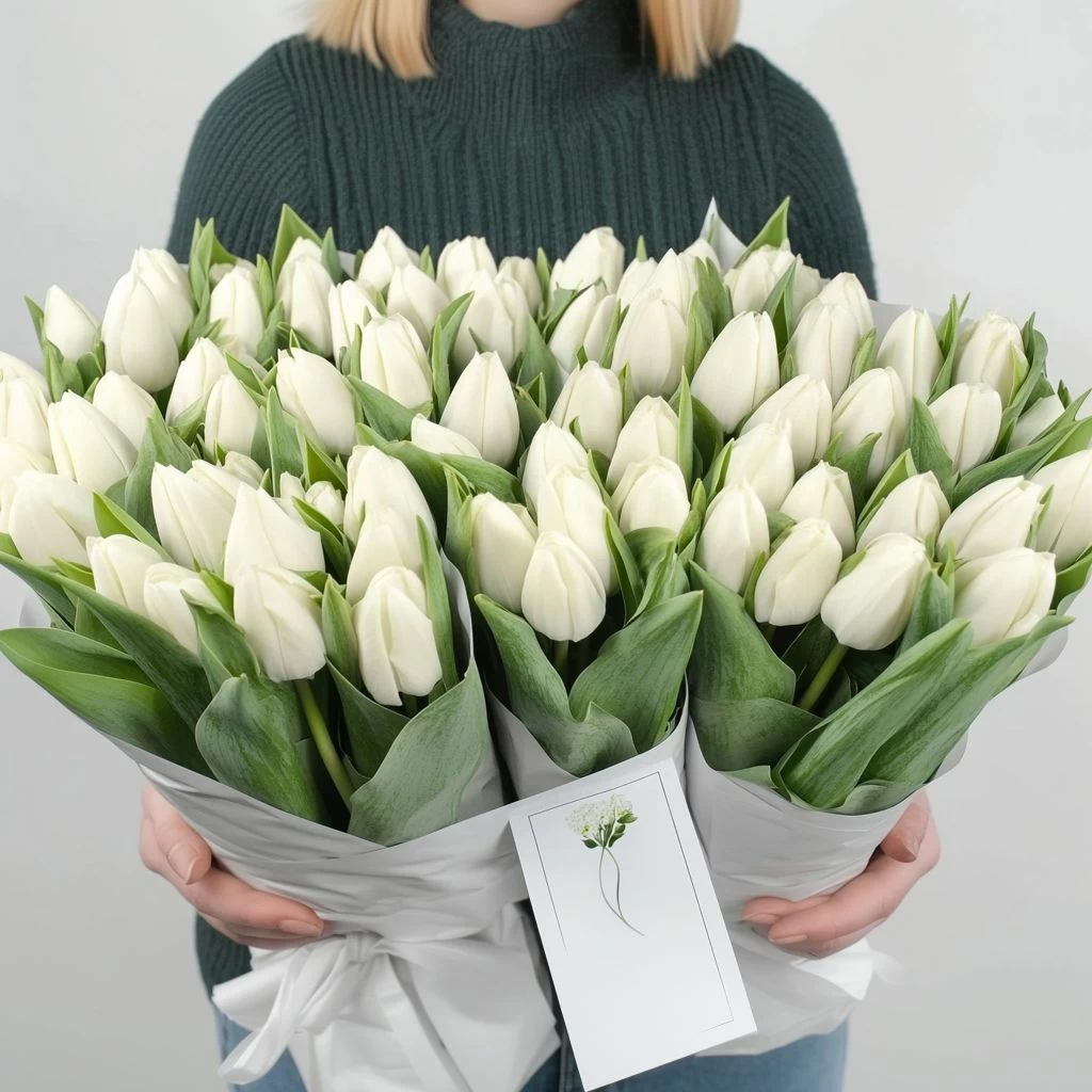 Тюльпан белый оптом 1 пачка 50 шт.